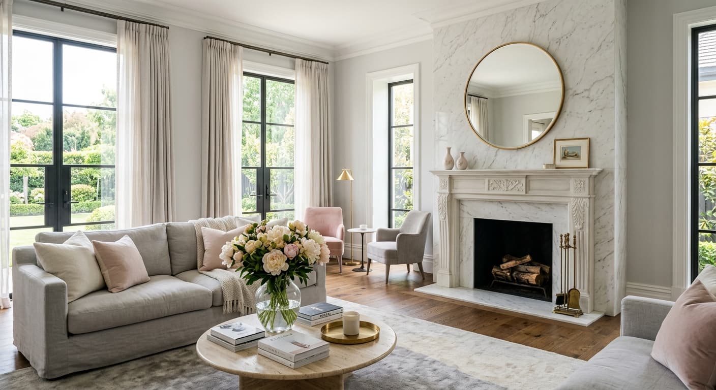 A bright, freshly cleaned upscale living room